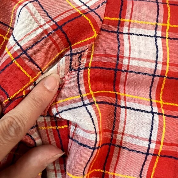 Levi's Vintage 70s Red Plaid Button Down Shirt - Picture 9 of 16